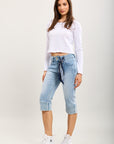 Toxik3 bermuda denim stretch accessoire foulard