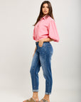 Toxik3 hoch taillierte Jungen-Jeanshose aus Lyocell-Denim mit gestickten Herzmustern