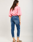 Toxik3 hoch taillierte Jungen-Jeanshose aus Lyocell-Denim mit gestickten Herzmustern