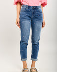 Toxik3 hoch taillierte Jungen-Jeanshose aus Lyocell-Denim mit gestickten Herzmustern
