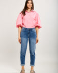 Toxik3 hoch taillierte Jungen-Jeanshose aus Lyocell-Denim mit gestickten Herzmustern
