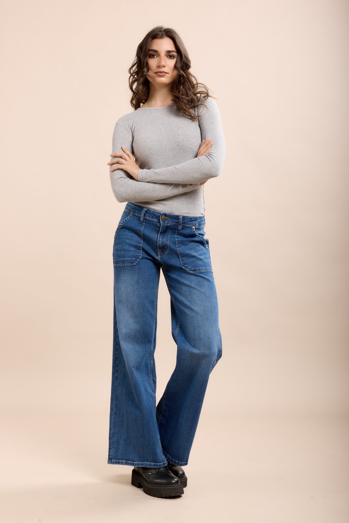Toxik3 wide stretch denim jean pants with large pockets
