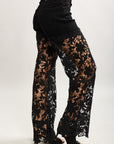 Toxik3 straight stretch denim jean pants with openwork lace