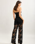 Toxik3 straight stretch denim jean pants with openwork lace