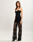 Toxik3 straight stretch denim jean pants with openwork lace