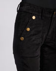 Flare velvet pants Detail Gold button - Edena