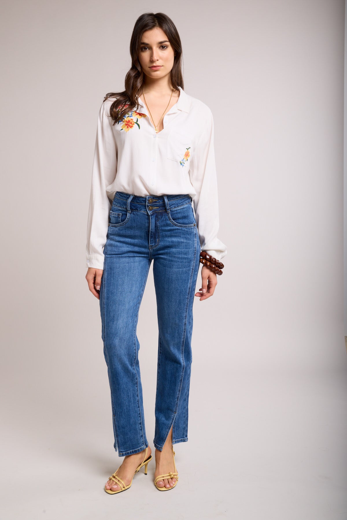 Toxik3 jean droit taille haute fendu bas - Main Image