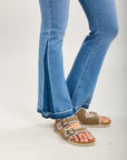 Toxik3 pantalon jean bootcut denim stretch bi-tons accessoire pendentif