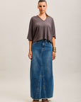 Toxik3 geteilter Jeansrock aus Lyocell-Jeans