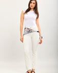 Toxik3 pantalon jean droit denim stretch accessoire foulard
