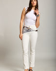 Toxik3 pantalon jean droit denim stretch accessoire foulard