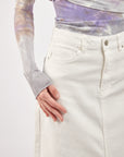 Jupe jean extra-long fente avant - Dove