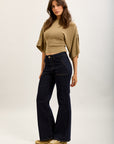 Toxik3 wide stretch denim pants with carpenter pockets