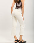 Toxik3 pantalon jean bootcut cropped clous latéraux accessoire ceinture