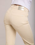 Toxik3 jean droit crème taille haute stretch à strass