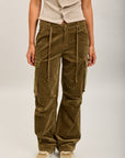 Toxik3 pantalones cargo milrayas anchos de terciopelo
