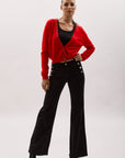 Toxik3 stretch denim bootcut jean pants gold buttons