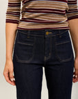 Pantalones vaqueros bootcut de denim elástico Toxik3 con bolsillos ribeteados