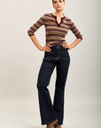 Pantalones vaqueros bootcut de denim elástico Toxik3 con bolsillos ribeteados