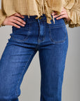 Pantalones vaqueros bootcut de denim elástico Toxik3 con bolsillos ribeteados