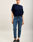Toxik3 pantalon jean boy cropped denim stretch strass