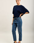 Toxik3 pantalon jean boy cropped denim stretch strass