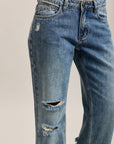 Toxik3 pantalones vaqueros rectos elásticos desgastados