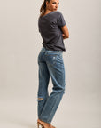 Toxik3 pantalones vaqueros rectos elásticos desgastados