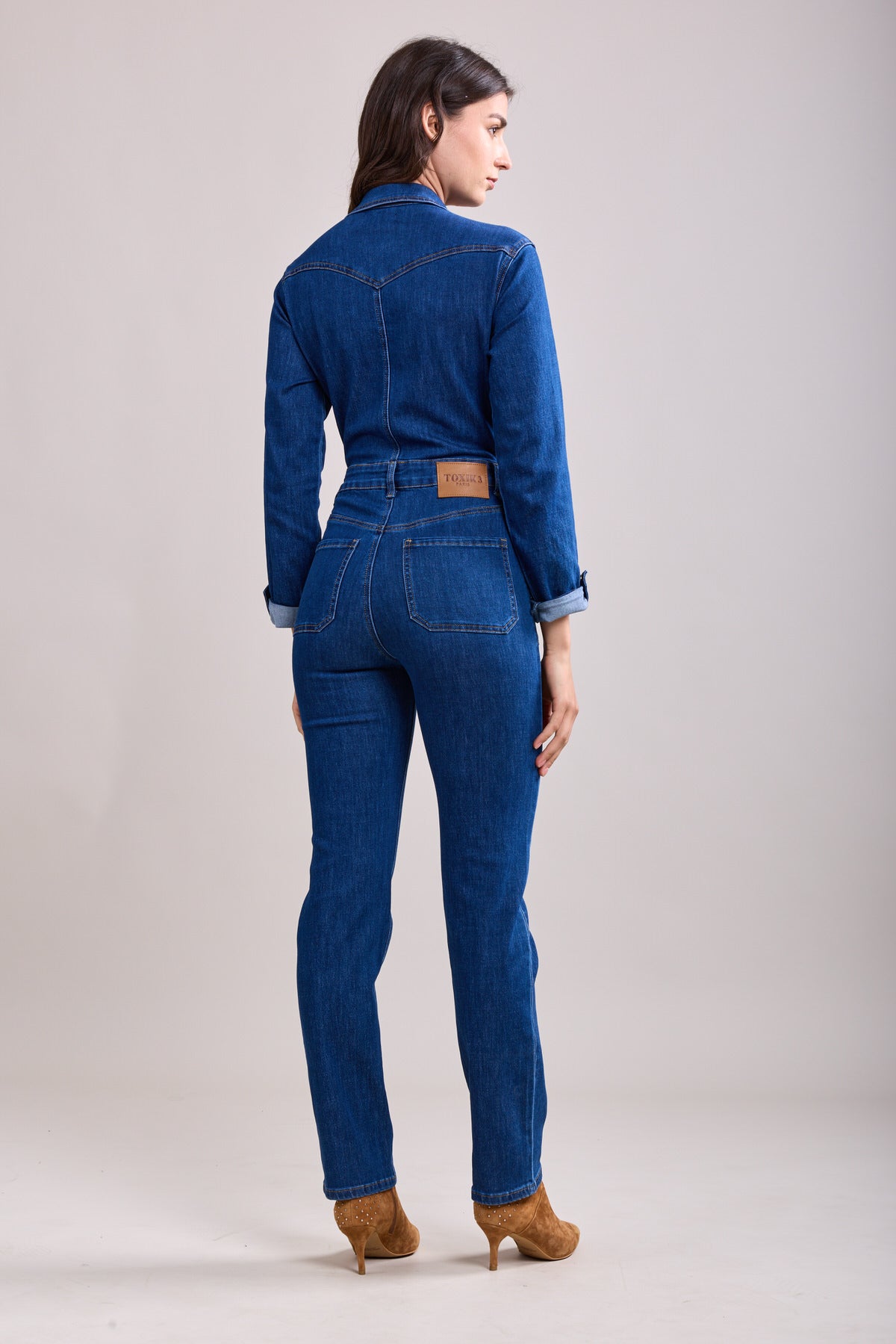 【美品】ette Check Combinaison Toxik3 combinaison denim stretch ajustée à zip