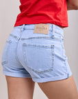 Toxik3 heart pattern cuffed stretch denim shorts