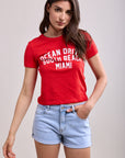 Toxik3 heart pattern cuffed stretch denim shorts