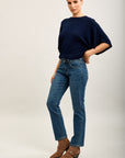 Toxik3 jean droit denim stretch strass