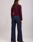 Toxik3 Jean Flare Stretch hohe Taille mit Rippen