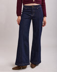 Toxik3 Jean Flare Stretch hohe Taille mit Rippen