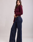 Toxik3 Jean Flare Stretch hohe Taille mit Rippen