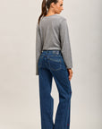 Toxk3 high waisted bootcut jean pants with rhinestone poker patterns