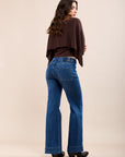 Toxik3 pantalon jean bootcut stretch à boutons grands ourlets