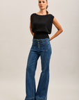 Toxik3 Stretch-Bootcut-Jeanshose mit großen Saumknöpfen