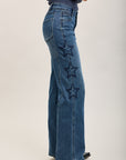 Toxik3 stretch wide jean pants with star rhinestones