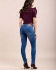 Toxik3 pantalon jean stretch slim motifs roses