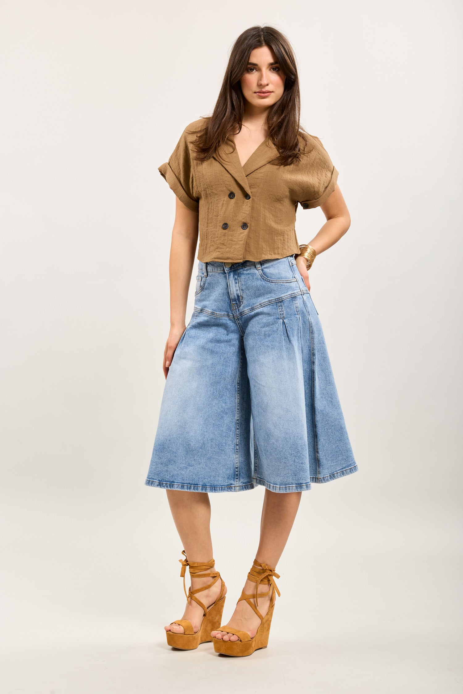 Toxik3 Bermuda stretch denim culottes