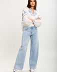 Toxik3 wide stretch denim pants with rhinestone details