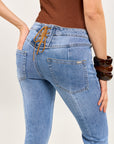 Toxik3 stretch flare jean pants with lace back