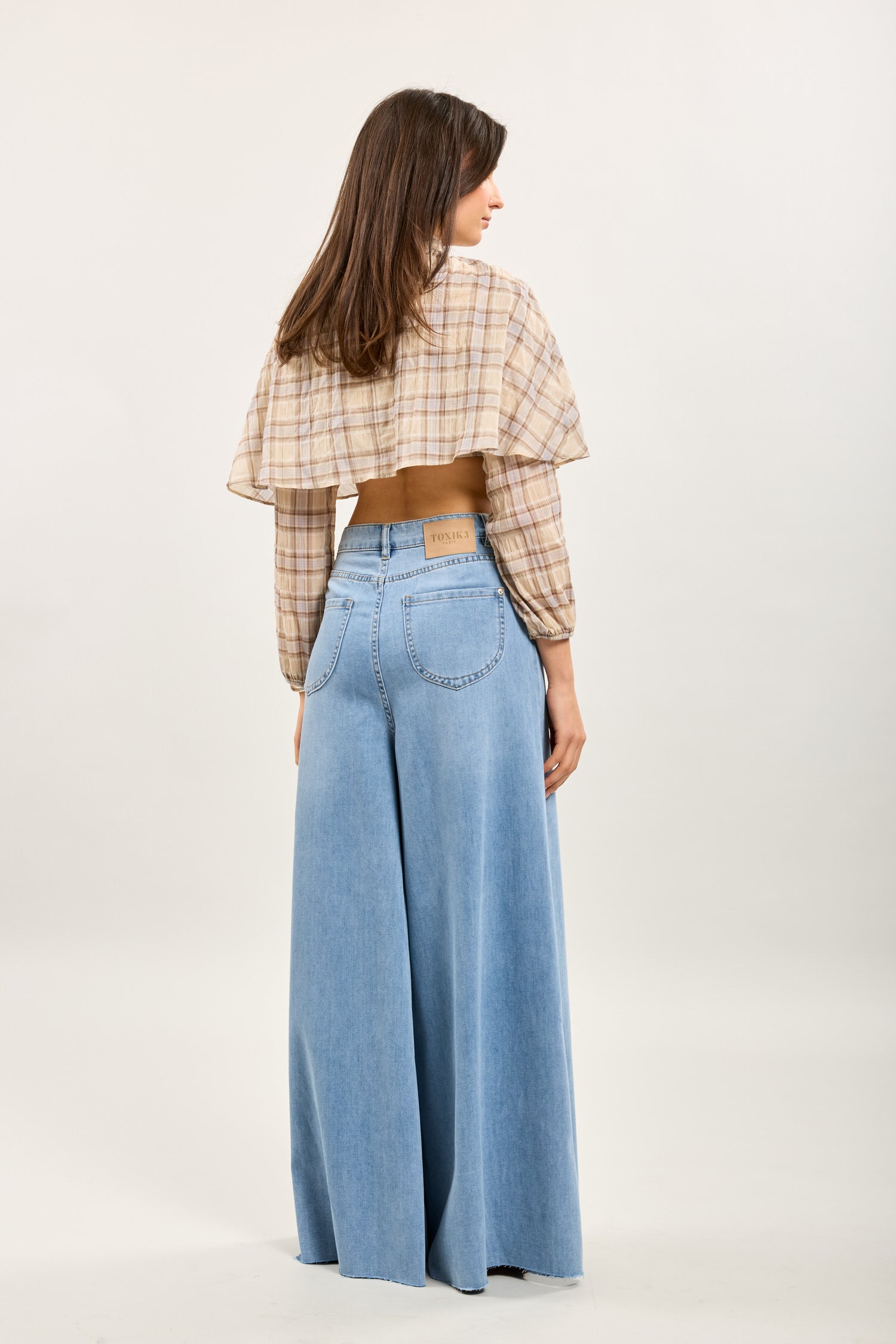 Toxik3 Extra-wide high-waisted denim culottes