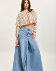 Toxik3 Jupe-culotte extra-wide taille haute denim
