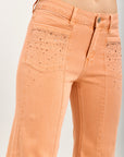 Toxik3 bootcut pants in stretch denim with rhinestone pocket details