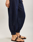Toxik3 balloon cropped denim harem pants stretch denim topstitched