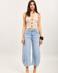 Toxik3 pantalon cropped balloon en jean stretch