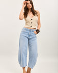 Toxik3 pantalon cropped balloon en jean stretch