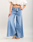 Toxik3 Lyocell denim palazzo pants lace-up waist